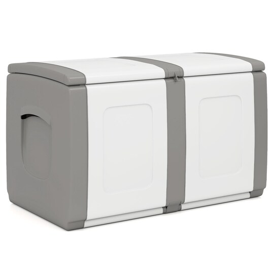 53 Gallon Outdoor Storage Deck Box Waterproof PP Resin Patio Storage Chest Bench Cushion Toy Box for Garden Balcony Poolside Organizer Container